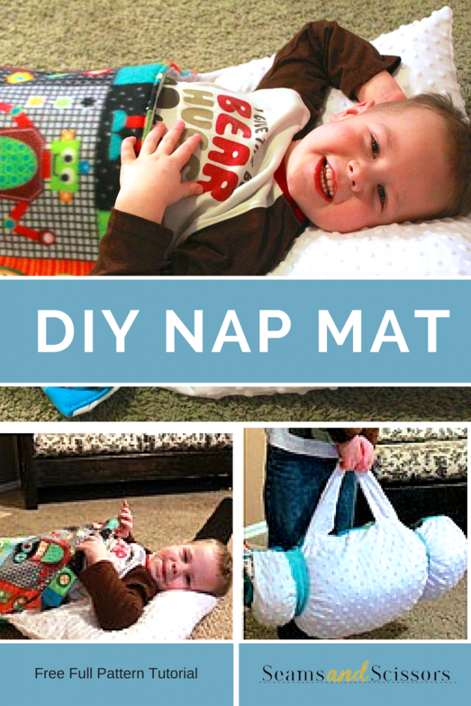 Back to School DIY Nap Mat Roll Seams And Scissors