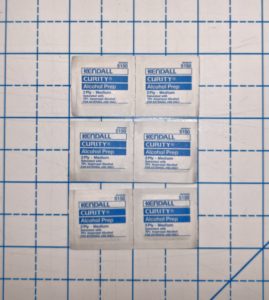 Alcohol Prep pads on Cutting Mat