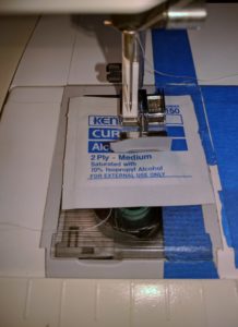 Alcohol Prep pads on Sewing Machine
